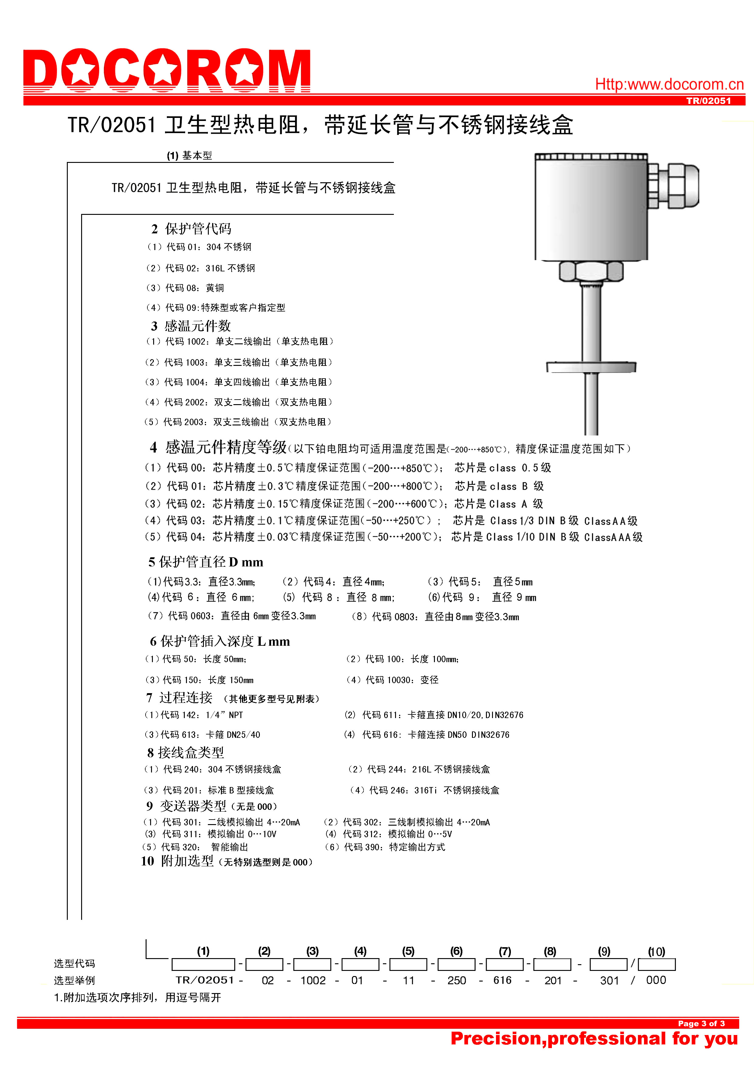 TR02051衛(wèi)生型熱電阻，帶延長管及不銹鋼接線盒-3.jpg